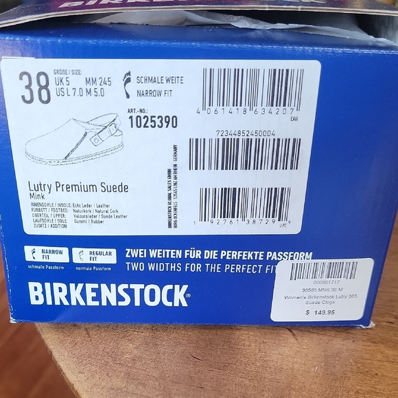 NIB Birkenstick Lutry Premium Suede Mink Womens Sz 38 US 7.0 Narrow. - Picture 6 of 7